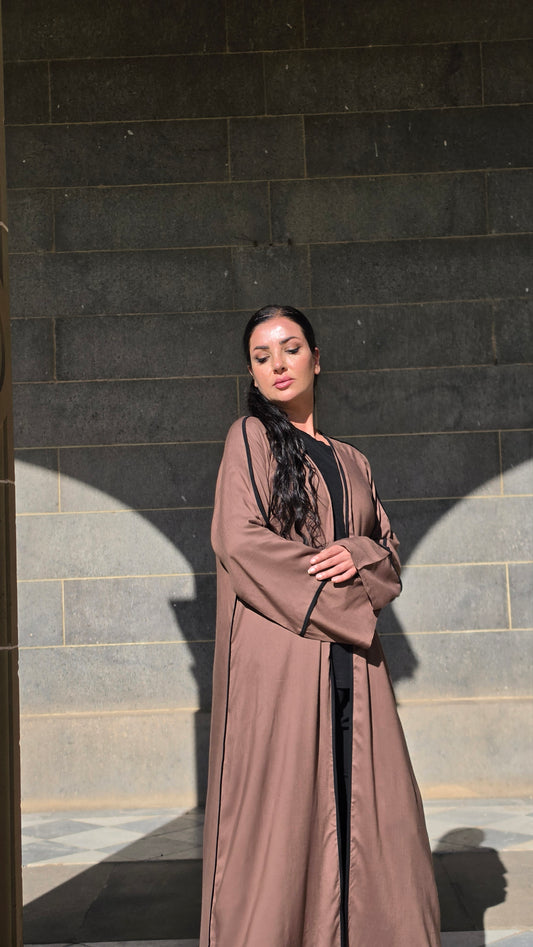 Desert Cocoa Open Linen Abaya