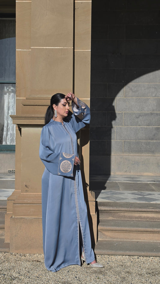 Azure Grace Embroidered Abaya