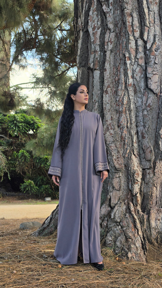 Serene Mauve Embroidered Abaya