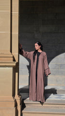 Desert Cocoa Open Linen Abaya