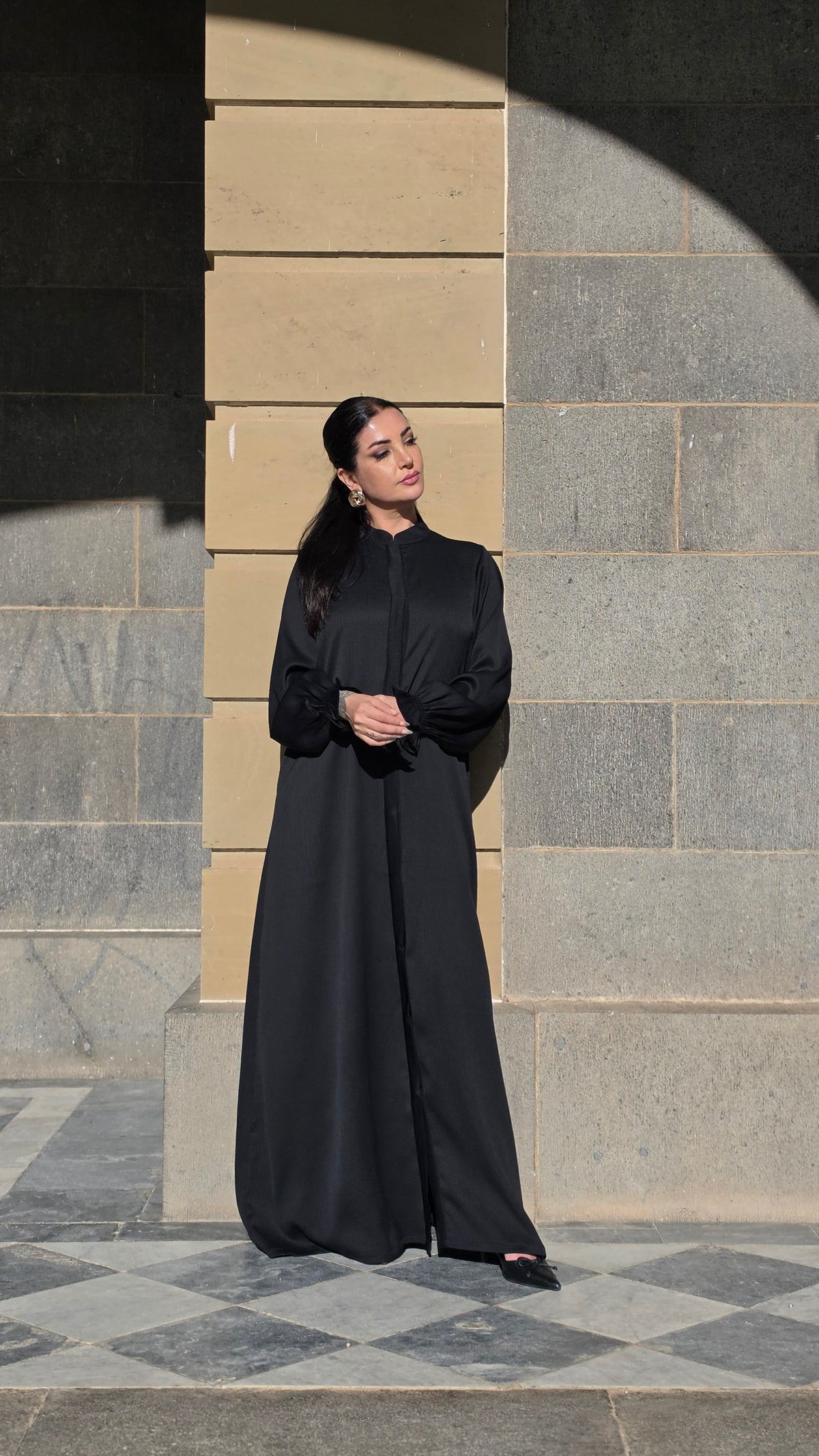 Classic Black Front Open Abaya