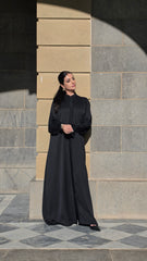 Classic Black Front Open Abaya