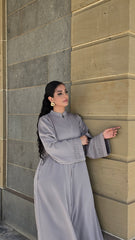 Dusty Grey Statement Sleeves Abaya