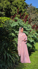 Muted Pink Embroidered Sleeves Abaya