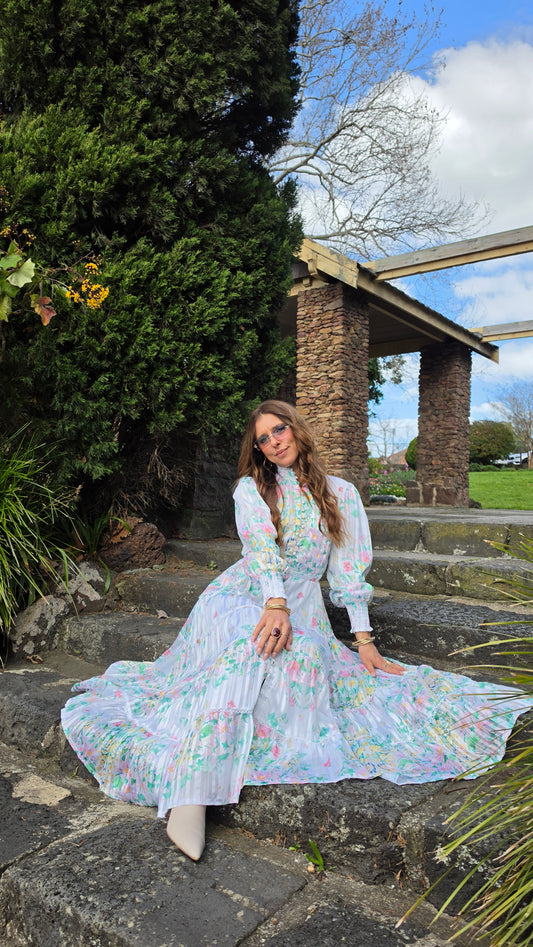 Floral Whimsy Lace Tiered Dress