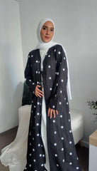 Black Embroidered Linen Abaya