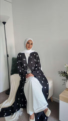 Black Embroidered Linen Abaya