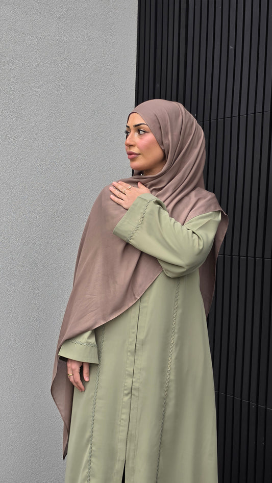 Dusty Pistachio Lace Abaya