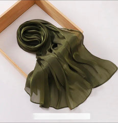 Army Green Shimmer Chiffon Silk Hijab