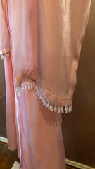 Blush Crystal Organza Abaya Set