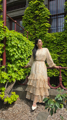 Champagne Garden Ruffle Dress