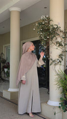 Stone Beige Lace Abaya