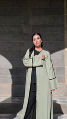 Sage Mist Open Linen Abaya
