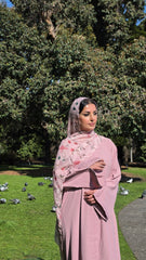 Muted Pink Embroidered Sleeves Abaya