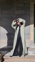 Sage Mist Open Linen Abaya
