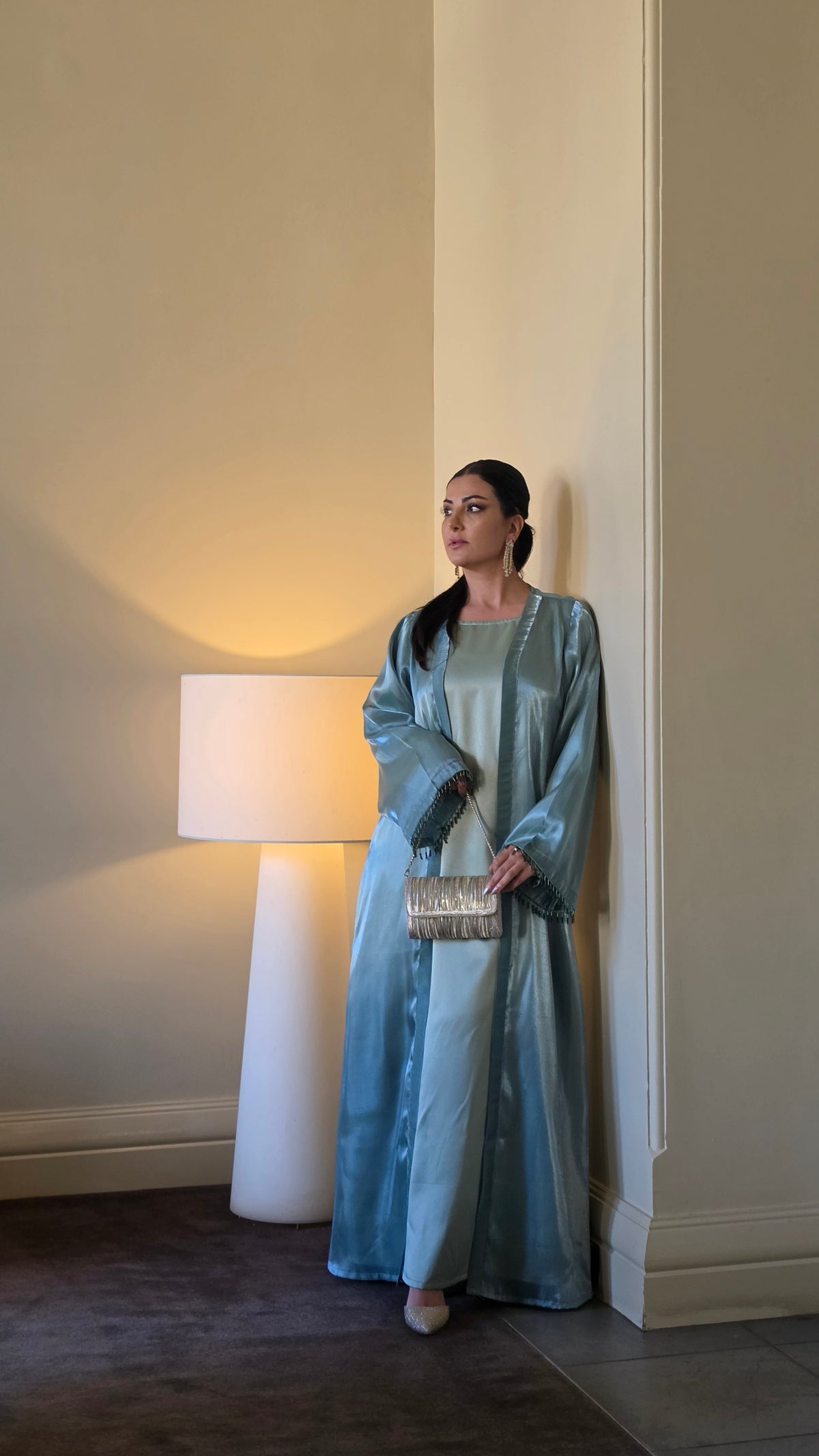 Frosted Blue Crystal Abaya Set