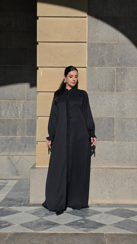 Classic Black Front Open Abaya