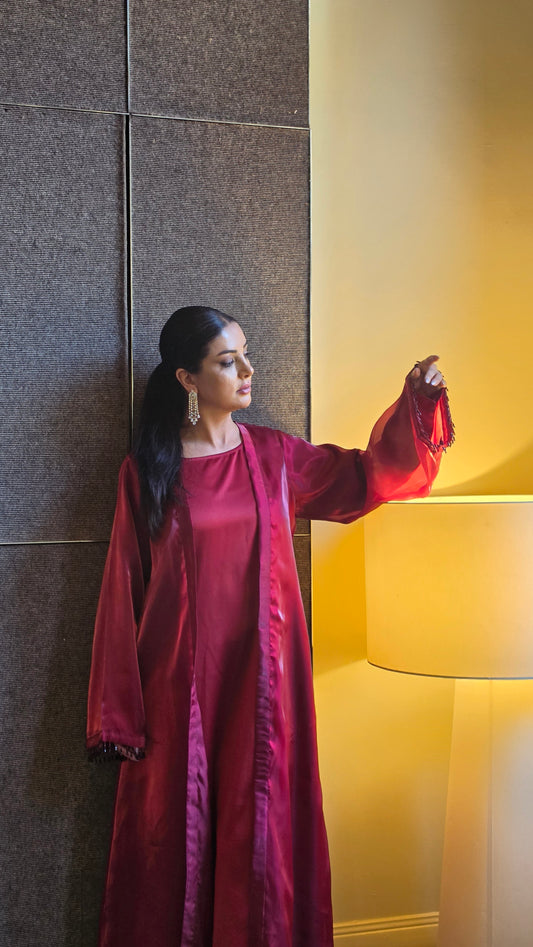 Rose Crystal Abaya Set