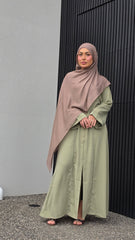 Dusty Pistachio Lace Abaya
