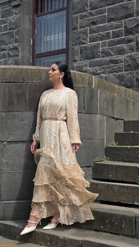 Champagne Garden Ruffle Dress
